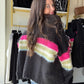 Black Vibrant Stripe Sweater Cardi