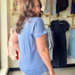 Denim Textured V Neck Tee