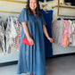 Dark Denim Wing Sleeve Dress
