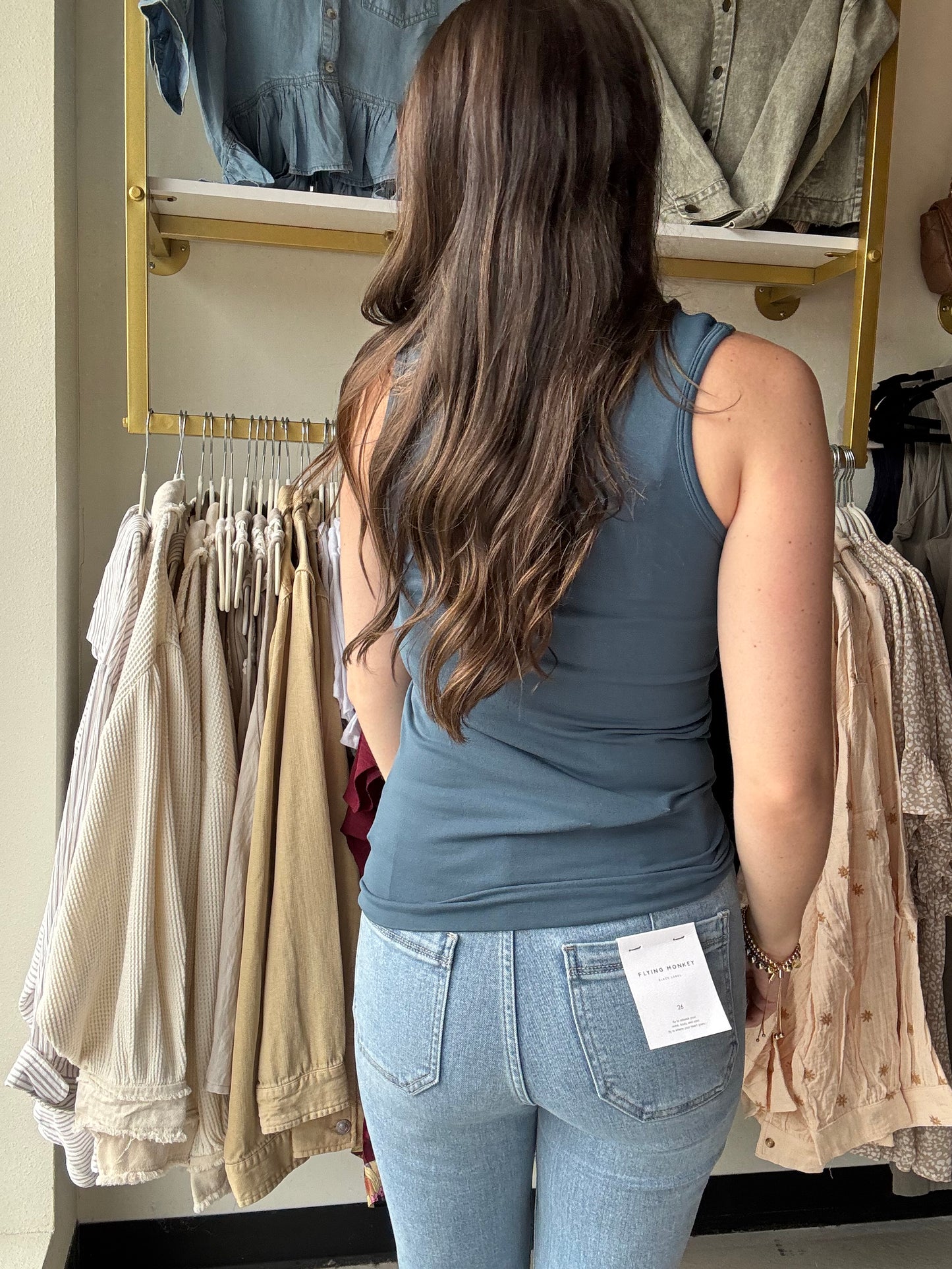 Denim U Neck Seamless Tank