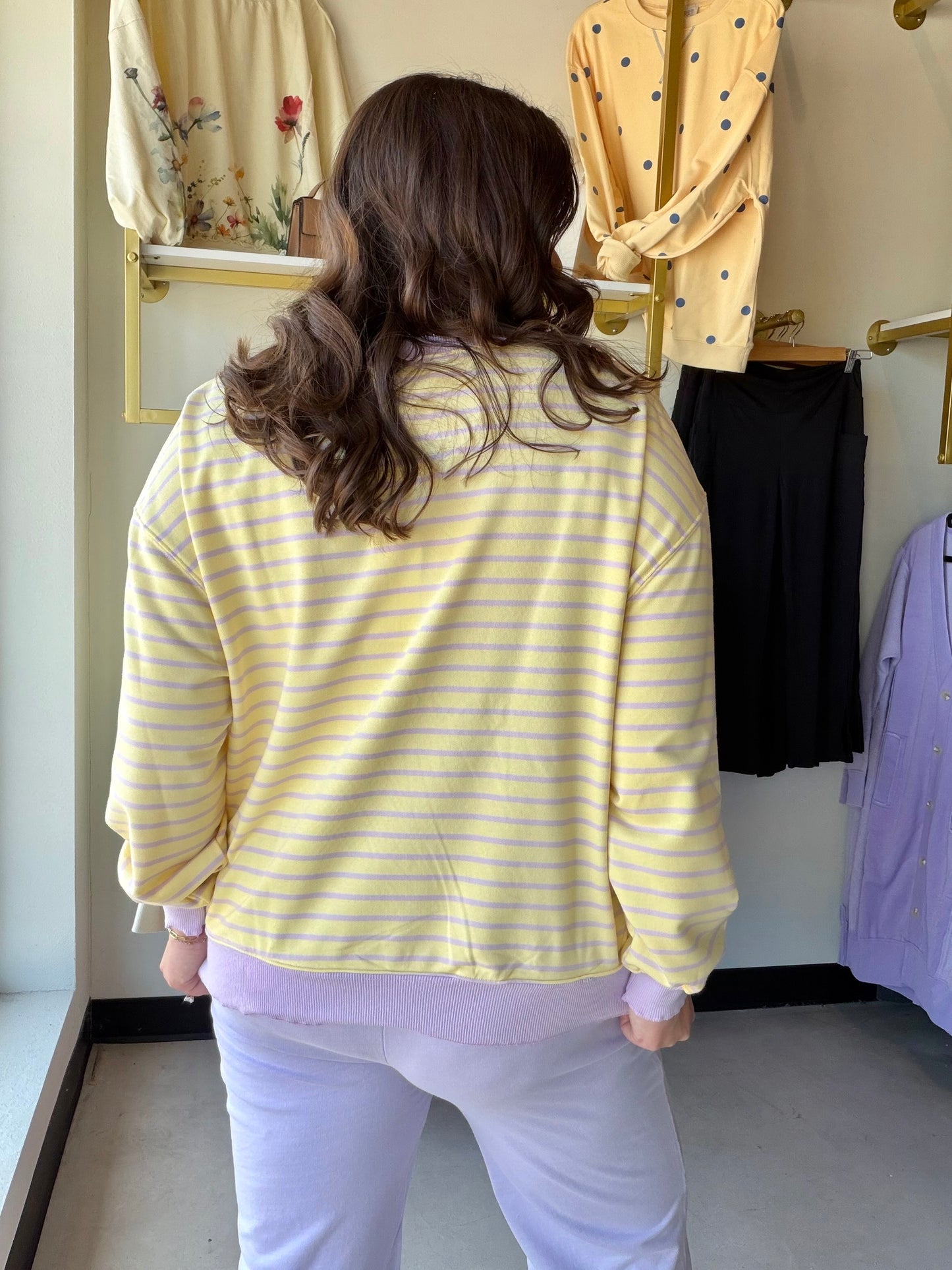 Yellow Combo Lettuce Hem Pullover