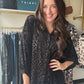 Black Burnout Button Top