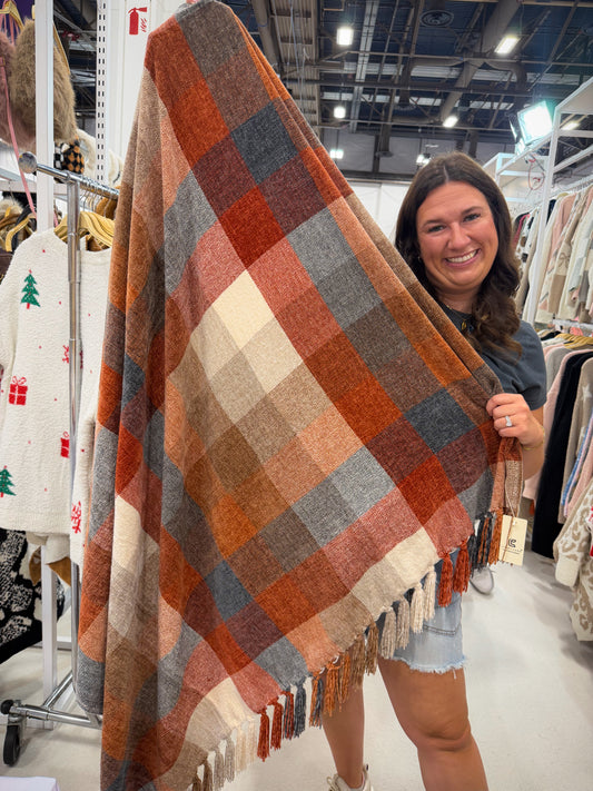 Chenille Fall Plaid Blanket