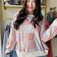 Peach Quilt Print Pullover