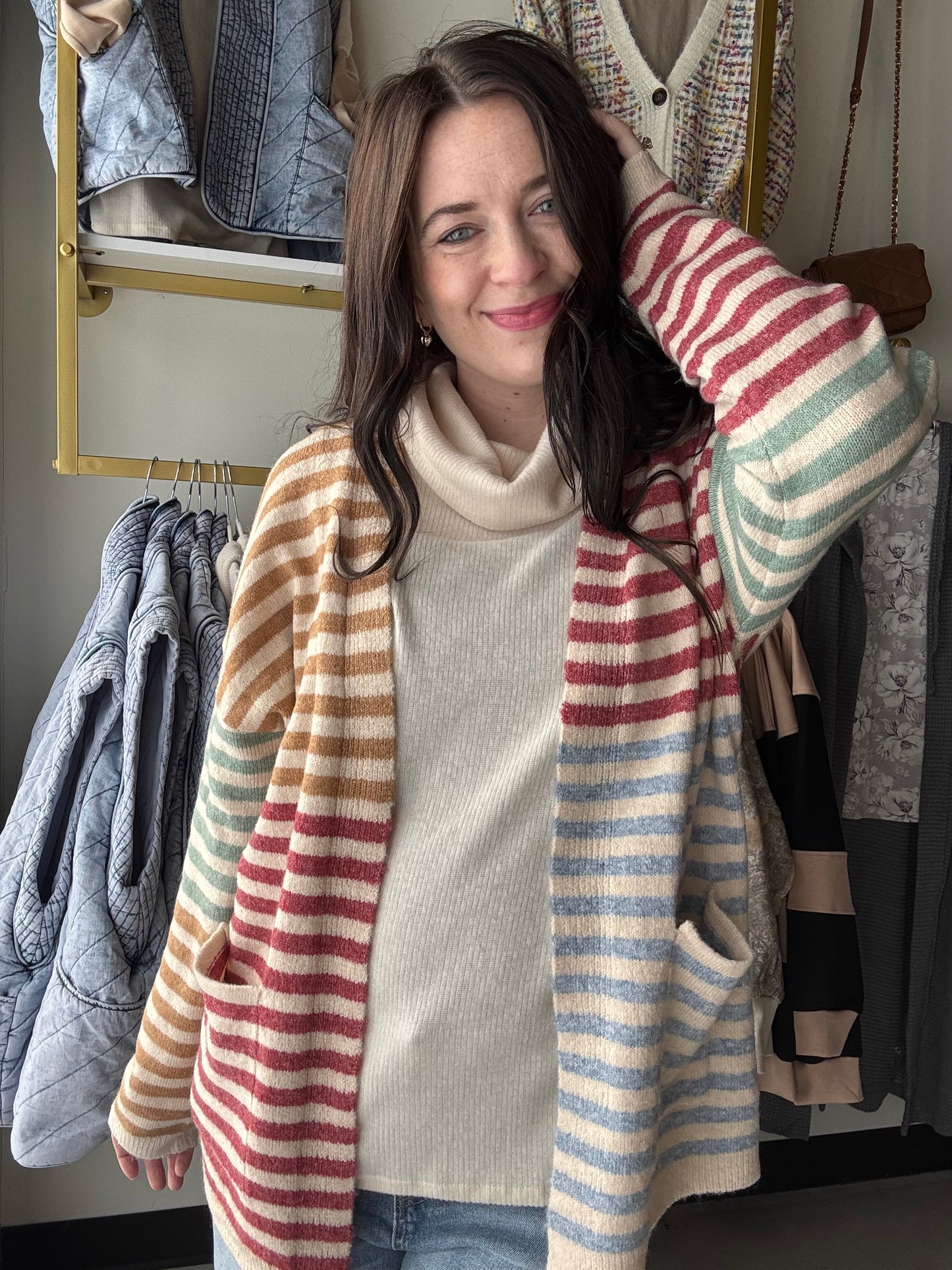 Cream Brushed Turtleneck Top