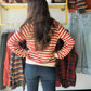 Rust Stripe Wide Neck Brushed Top