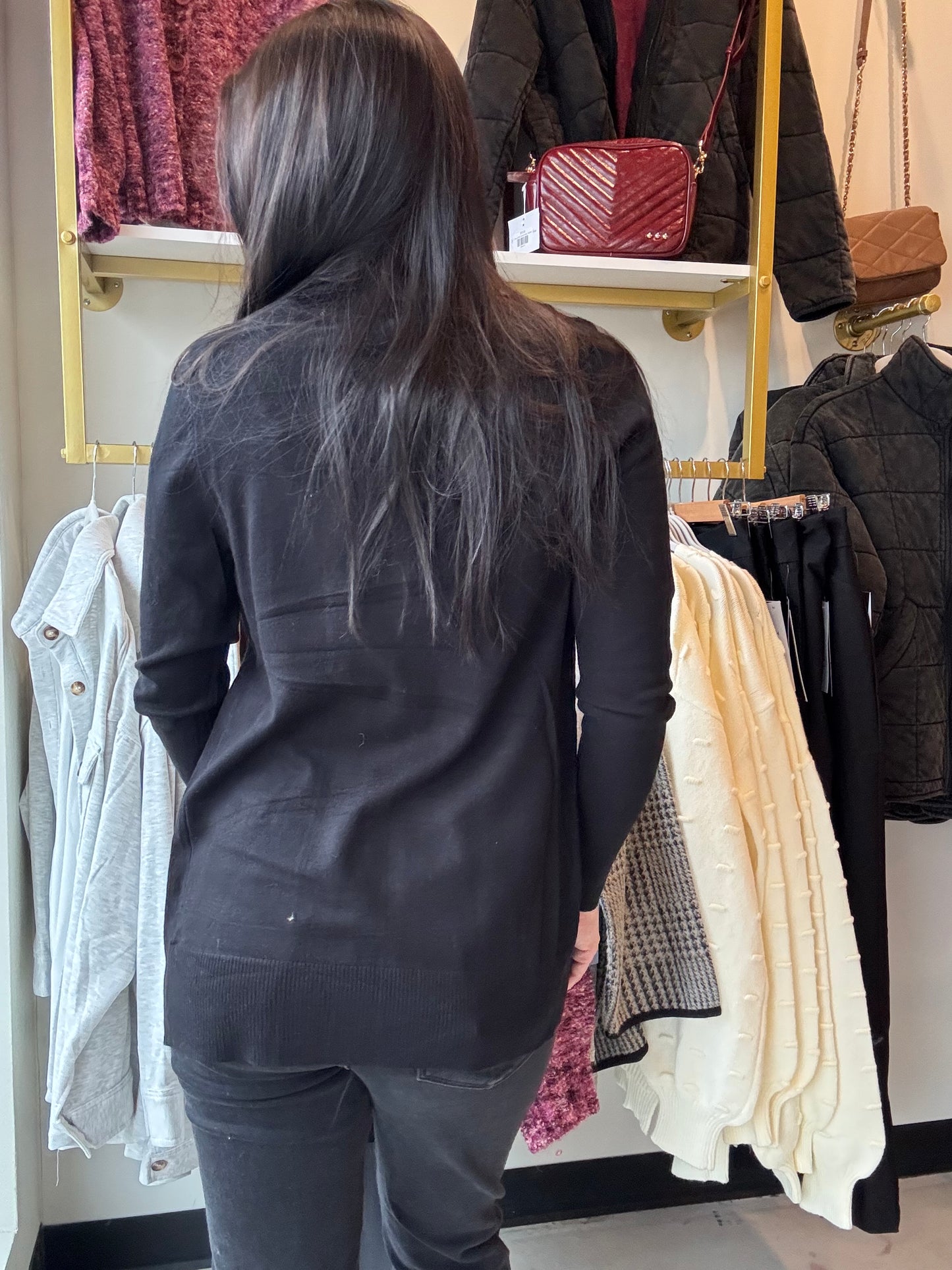 Black Open Front Cardigan