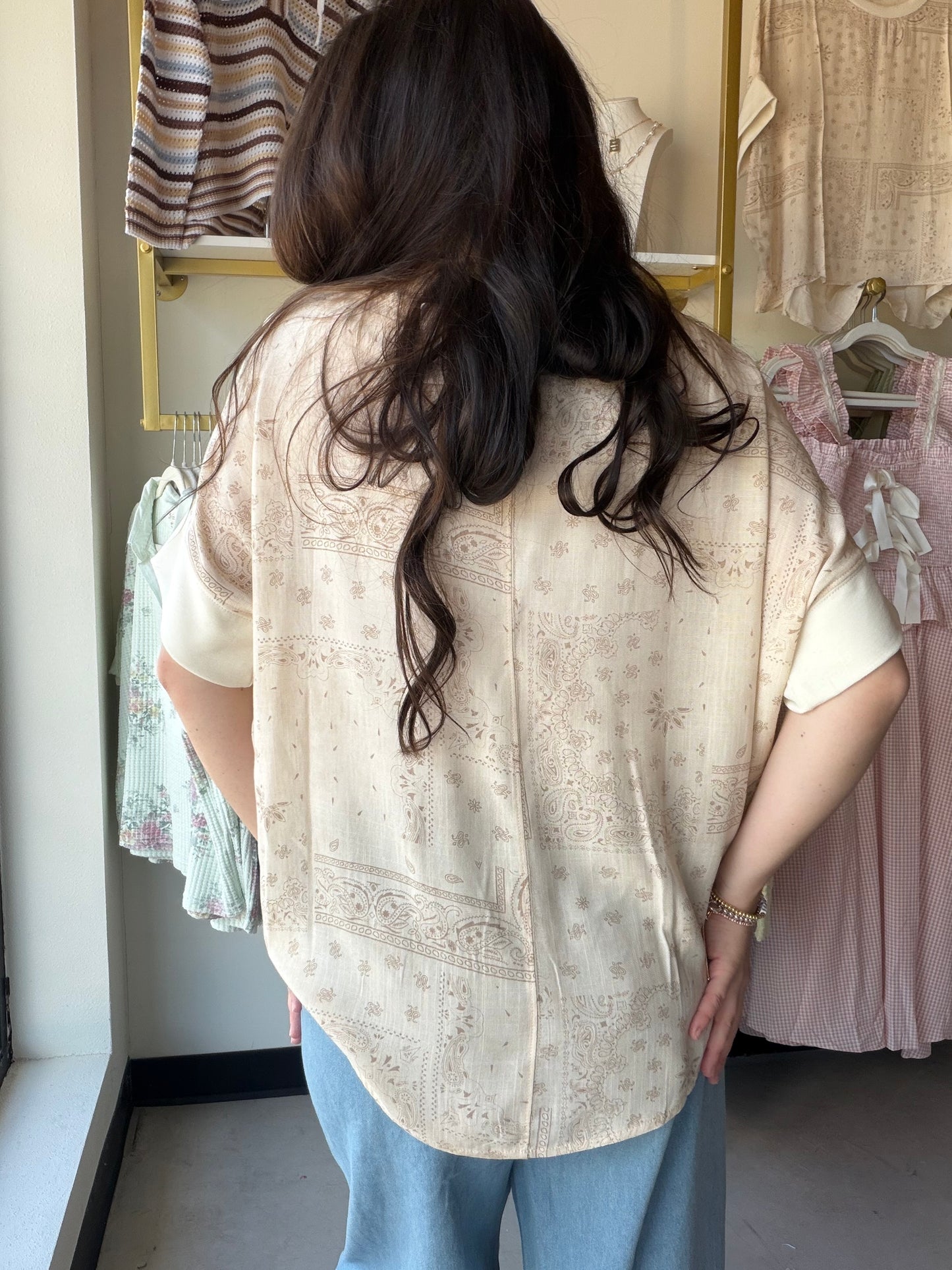 Oatmeal Bandana Patch Top