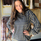 Navy & Olive Striped Hoodie