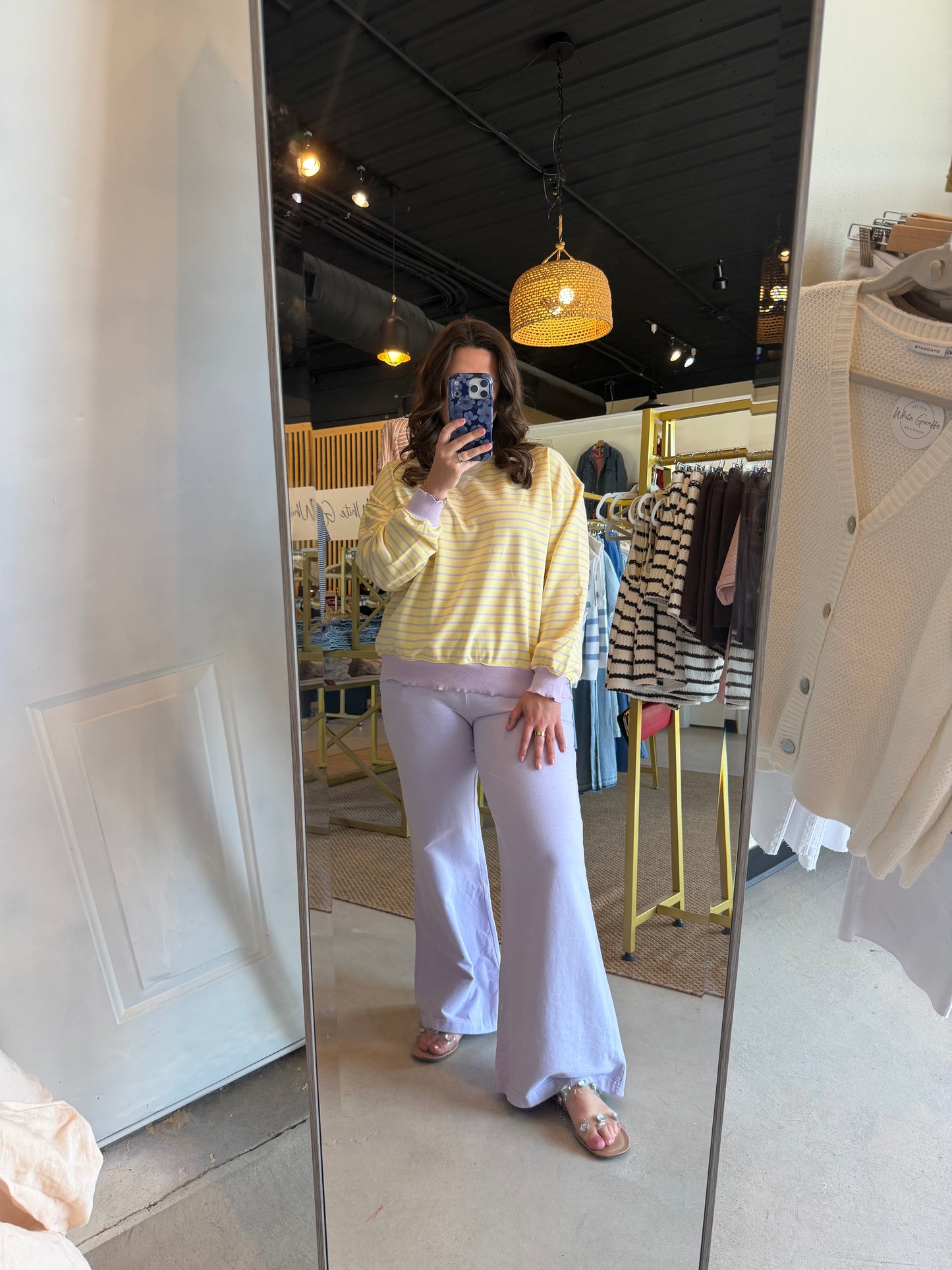 Lavender Knit Flare Pants