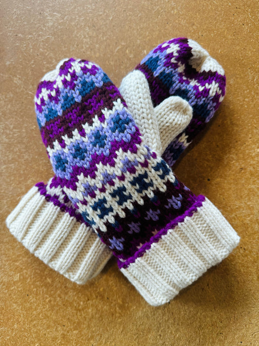 Purple Cable Knit Mittens