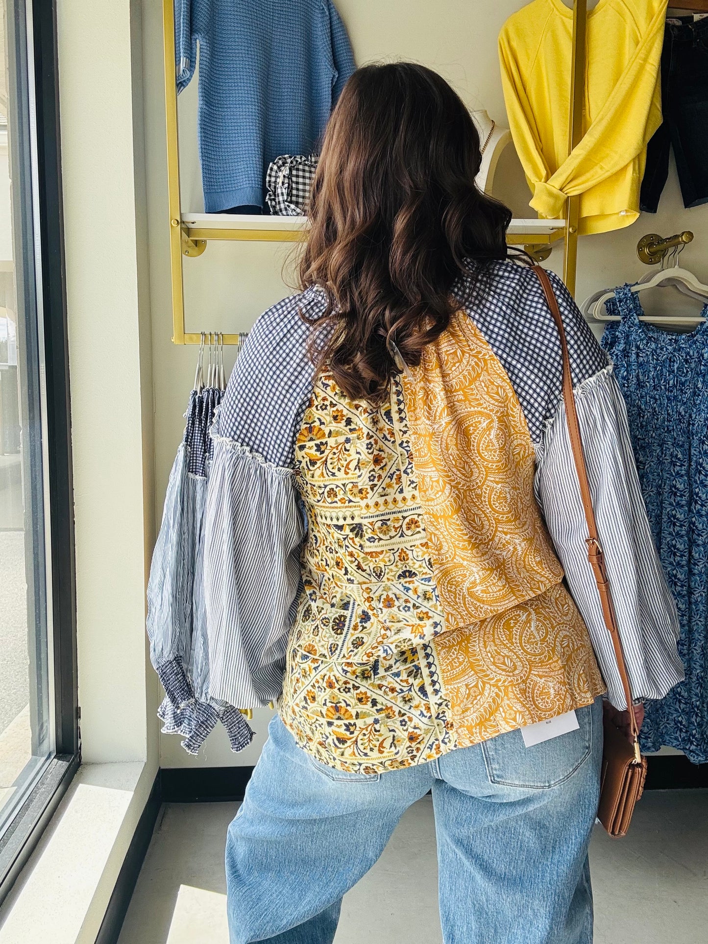 Honey Blue Mix Print Blouse