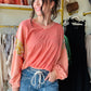 Coral Floral Contrast Top