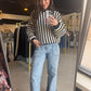 Navy Vertical Stripe Sweater