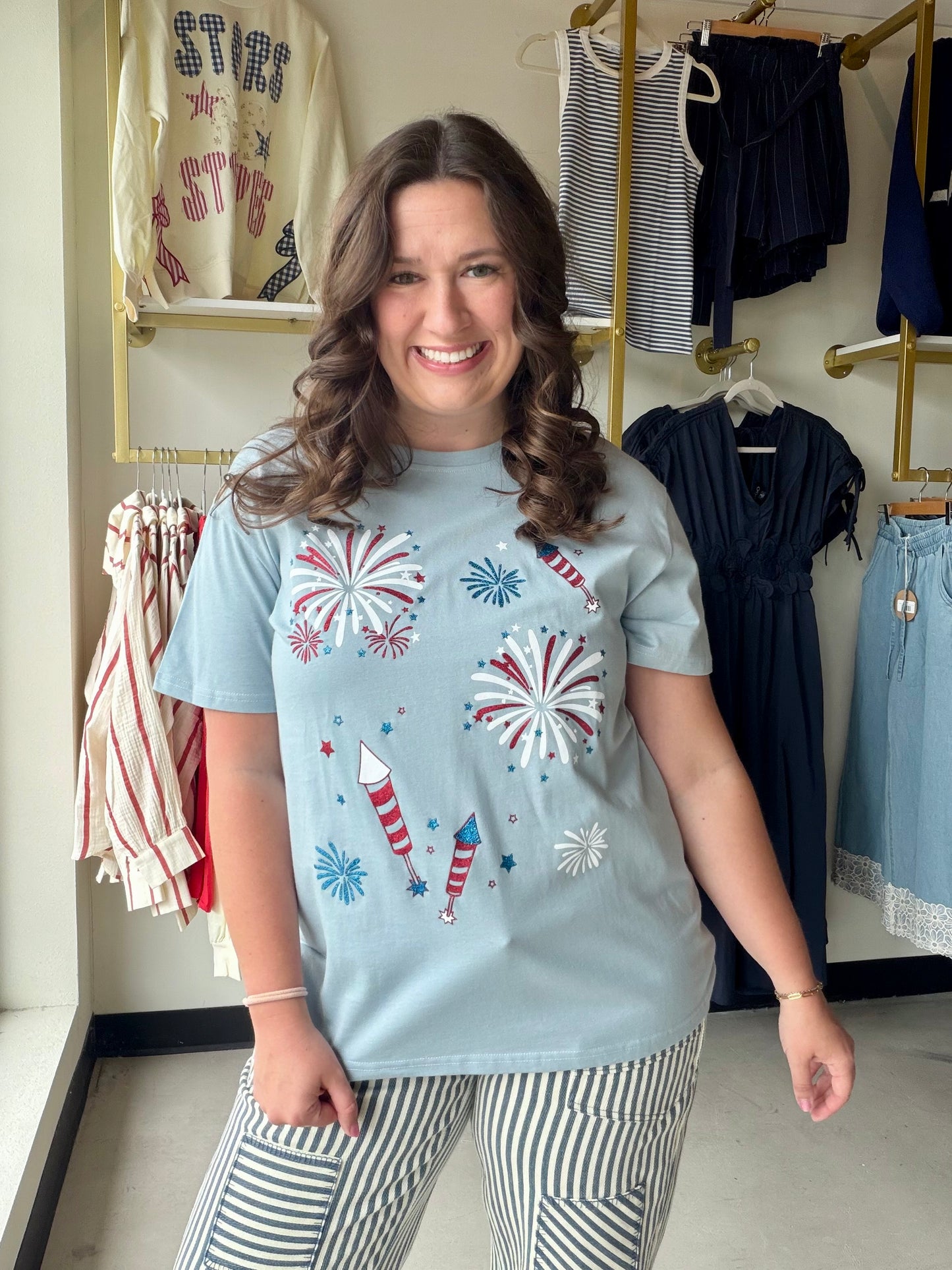 Blue Shimmer Fireworks Tee