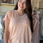 Coral Peach Slub V Neck Tee