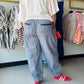 Navy Stripe Drawstring Parachute Pants