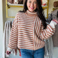 Mocha Asymmetric Stripe Sweater