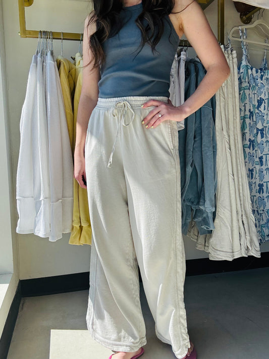 Ecru Terry Knit Pants