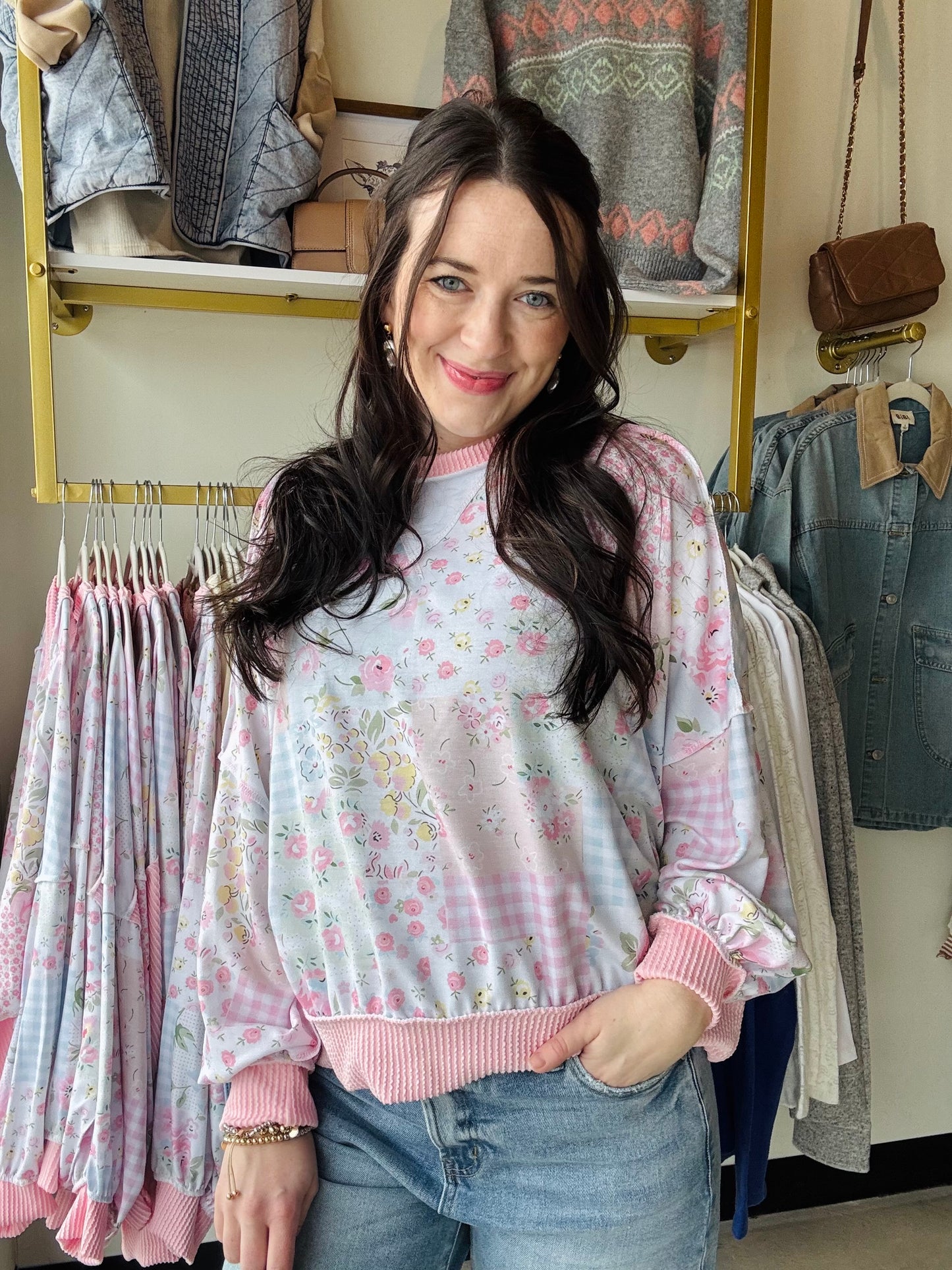 Blush Patchwork Pullover