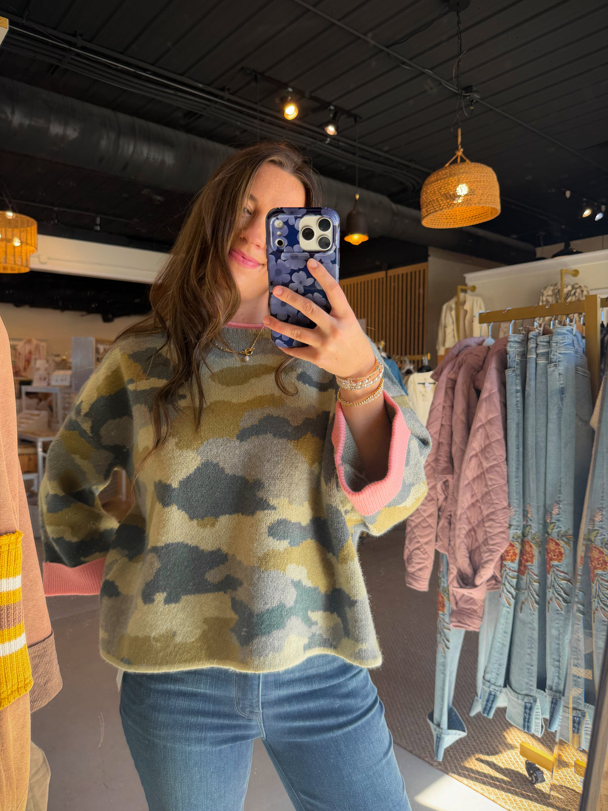 Camo Pink Cuff Sweater