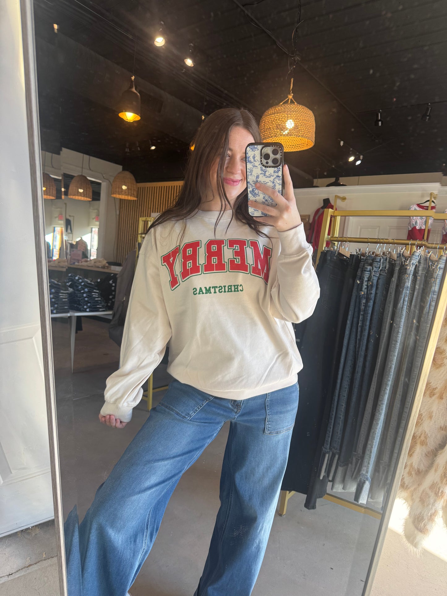 Ivory Merry Christmas Crewneck