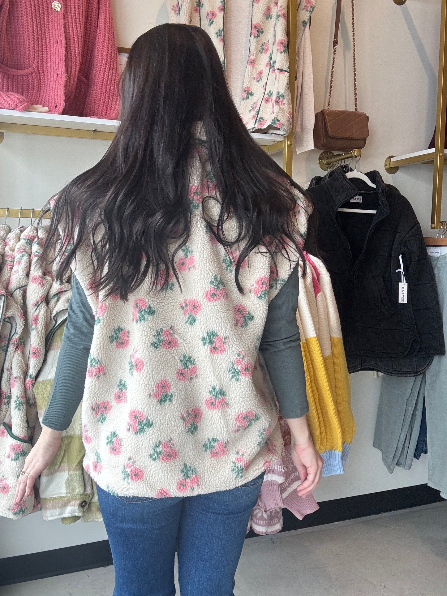 Dainty Floral Fleece Vest