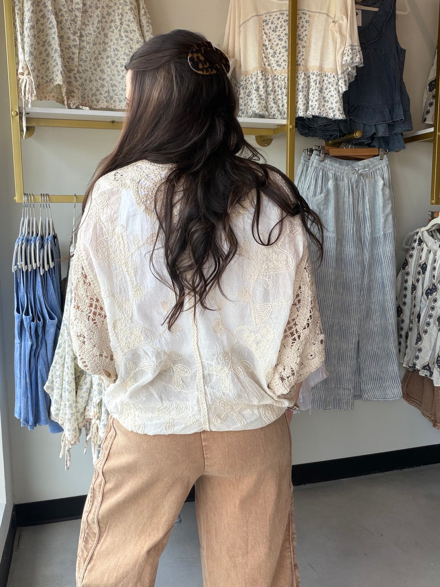 Natural Batwing Crochet Cardigan