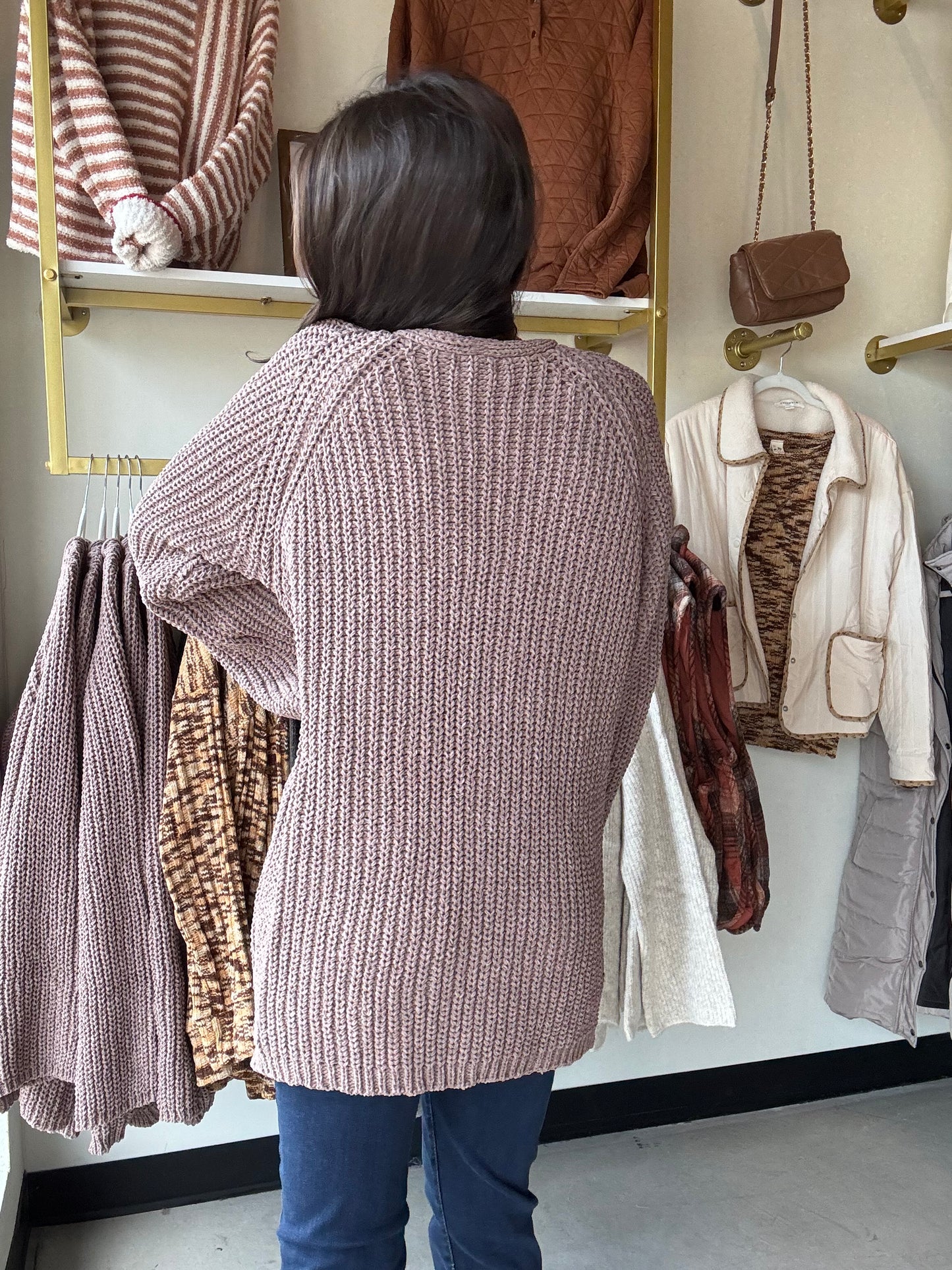 Brown Chunky Knit Cardigan