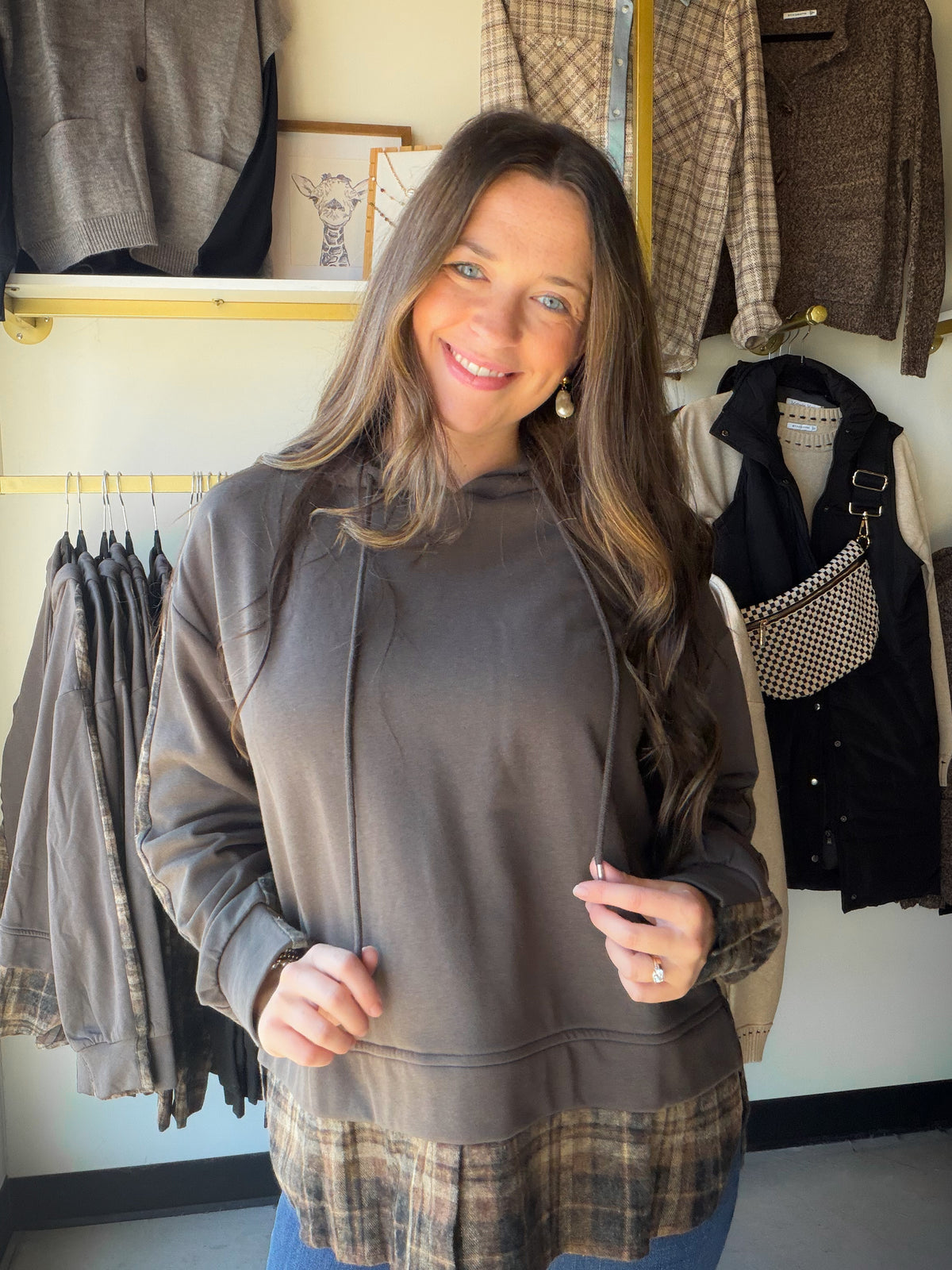 Charcoal Flannel Mix Hoodie