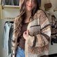 Taupe Textured Stripe Cardigan