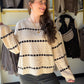 Spot Stripe Balloon Sleeve Sweater