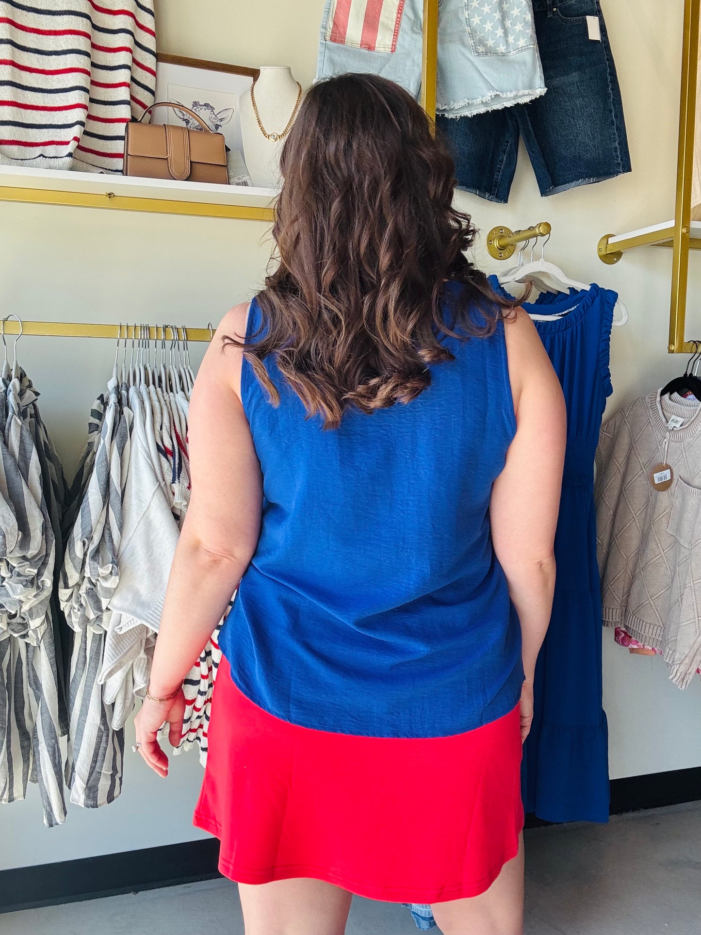 Royal Blue Split Neck Tank