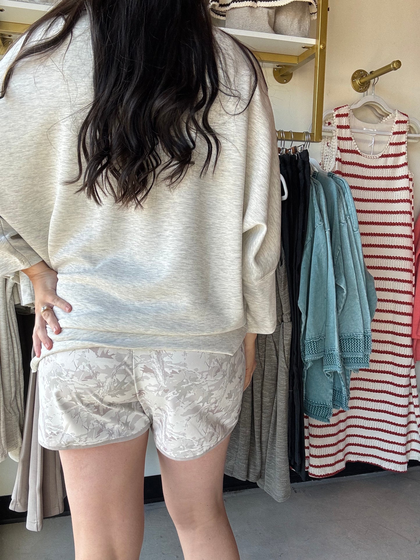 Melange Dolman 3/4 Sleeve Pullover