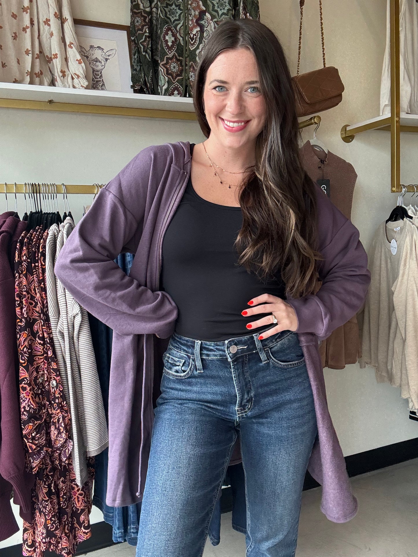 Purple Tunic Zip Up Hoodie