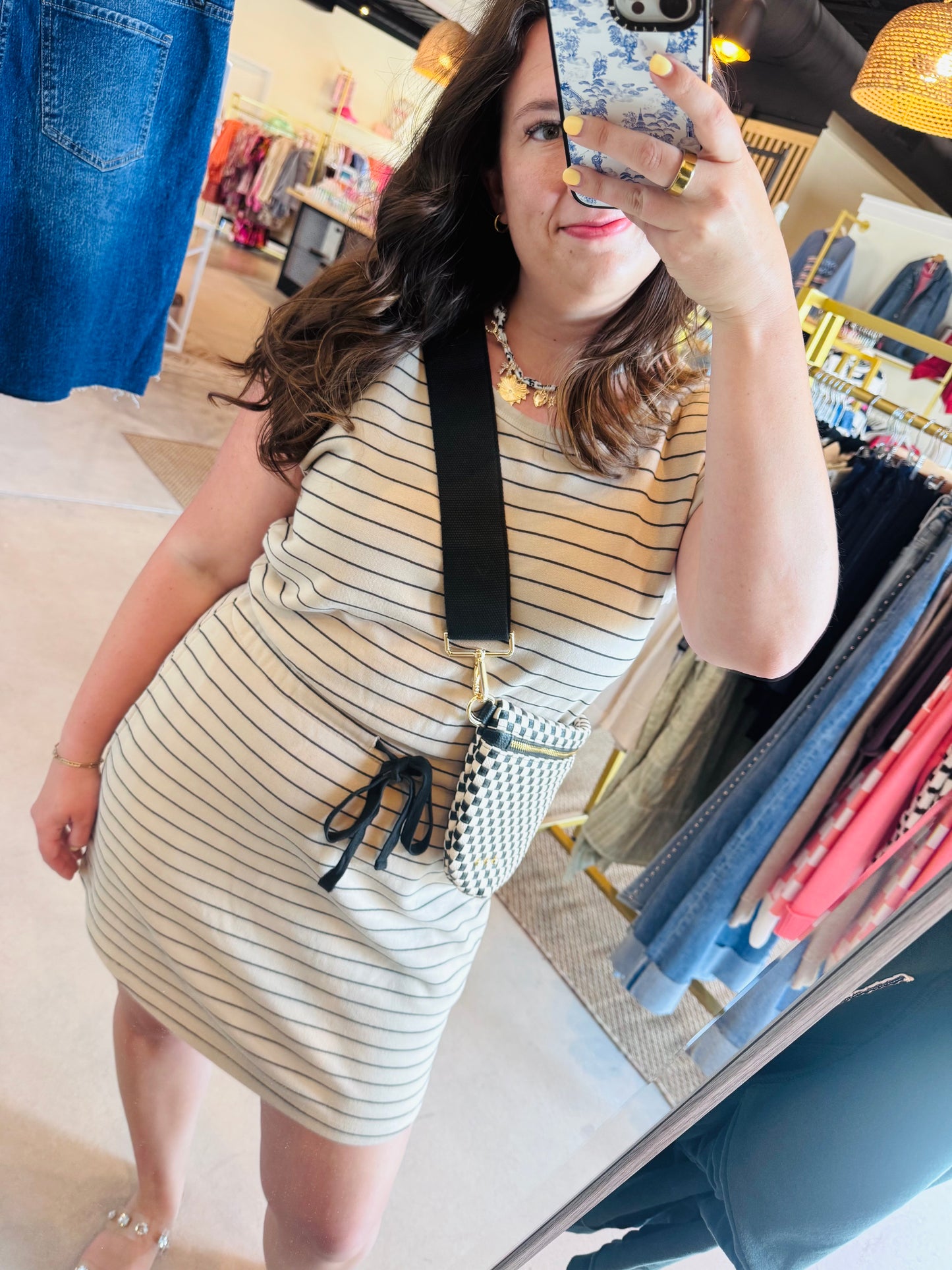 Black Stripe Gardenia Dress