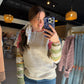 Pink Accent Sleeve Sweater