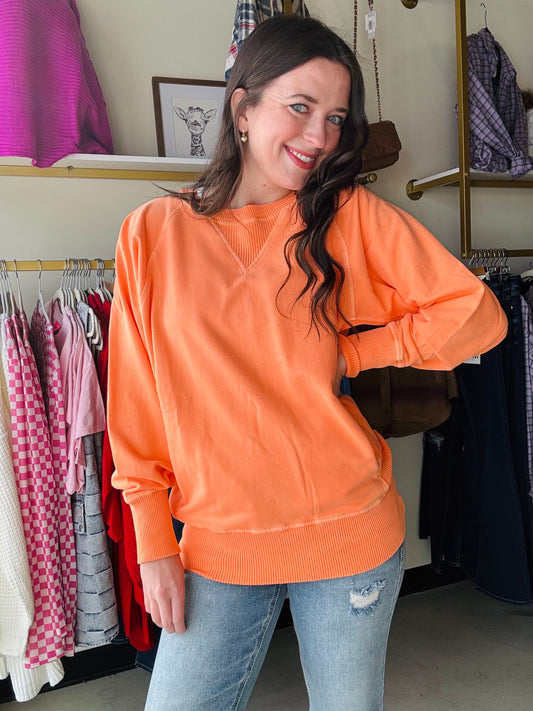 Light Orange Pigment Dyed Pullover