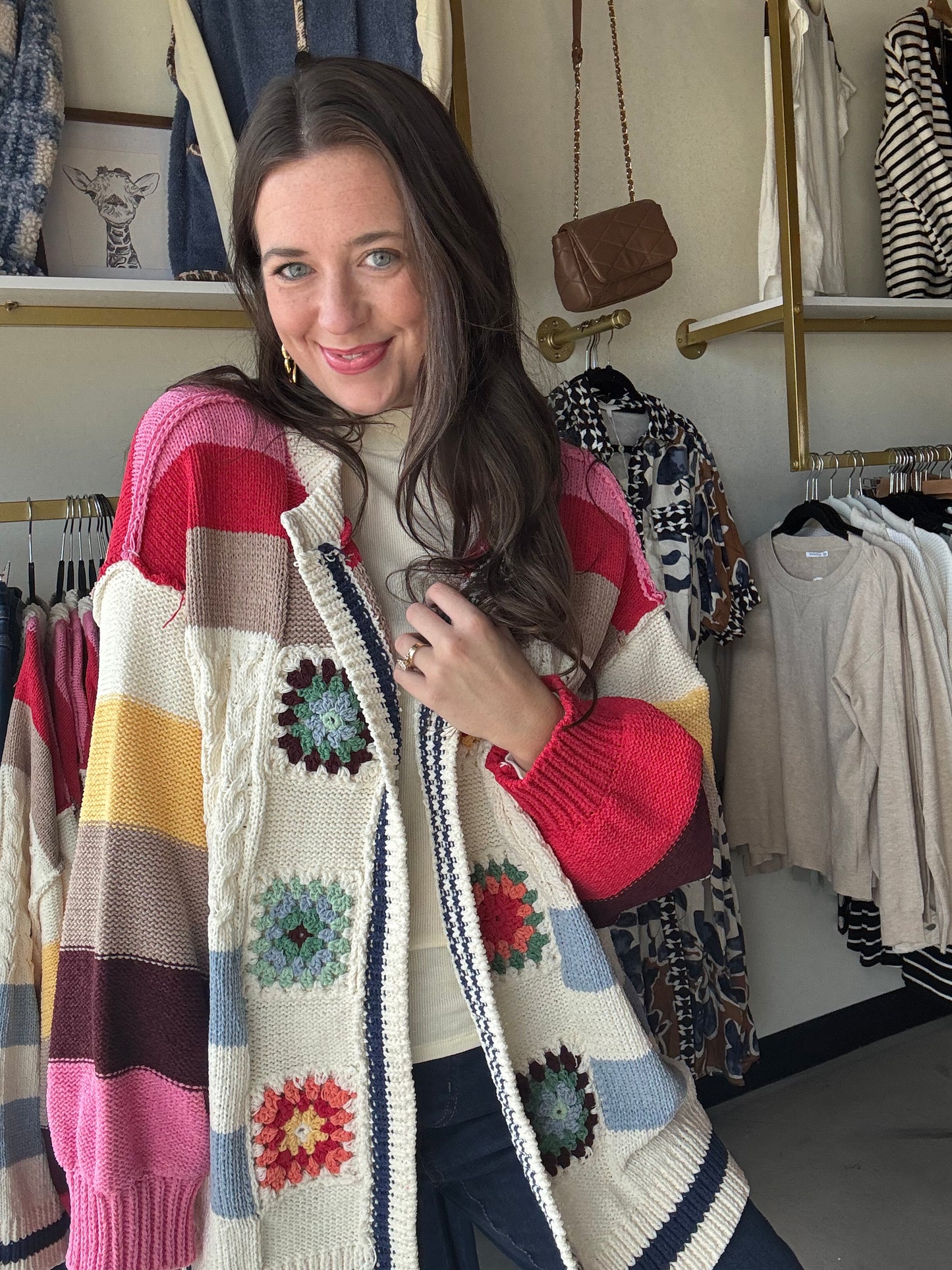 Ivory Multi Crochet Sweater