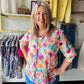 Bright Floral 3/4 Sleeve Top