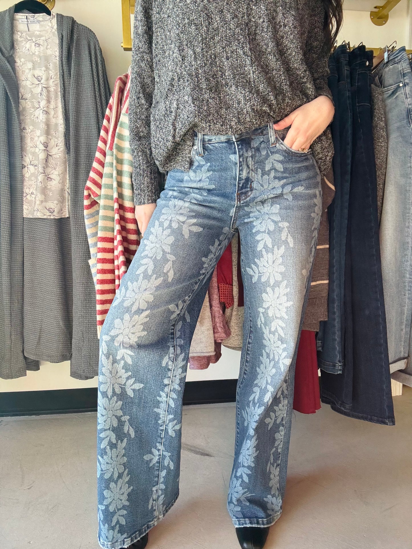 Daisy Laser Print Denim