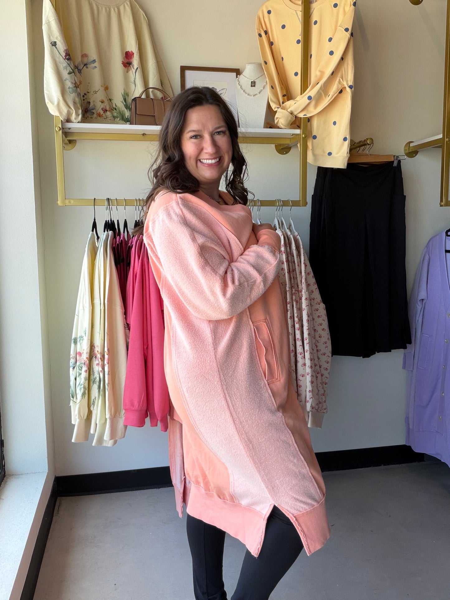 Coral Desi Sweatshirt Cardigan