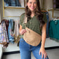 Olive Pointelle Stripe Sweater