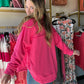 Fuchsia Deep V Cuff Pullover