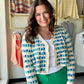 Blue Scalloped Crochet Cardigan