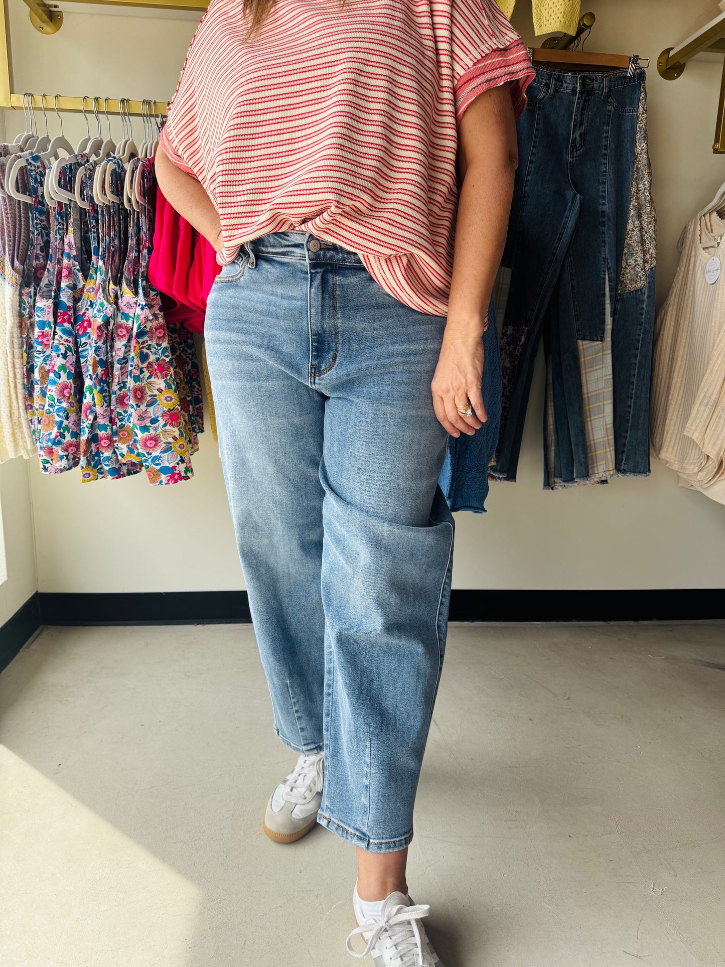 High-Waisted Light Wash Barrel