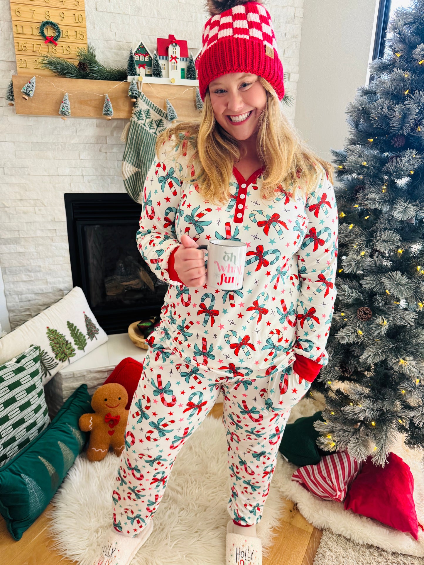 Candy Cane Bows PJ Set