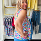 Blue Floral Split Neck Tank