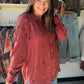 Rust Embroidered Button Up
