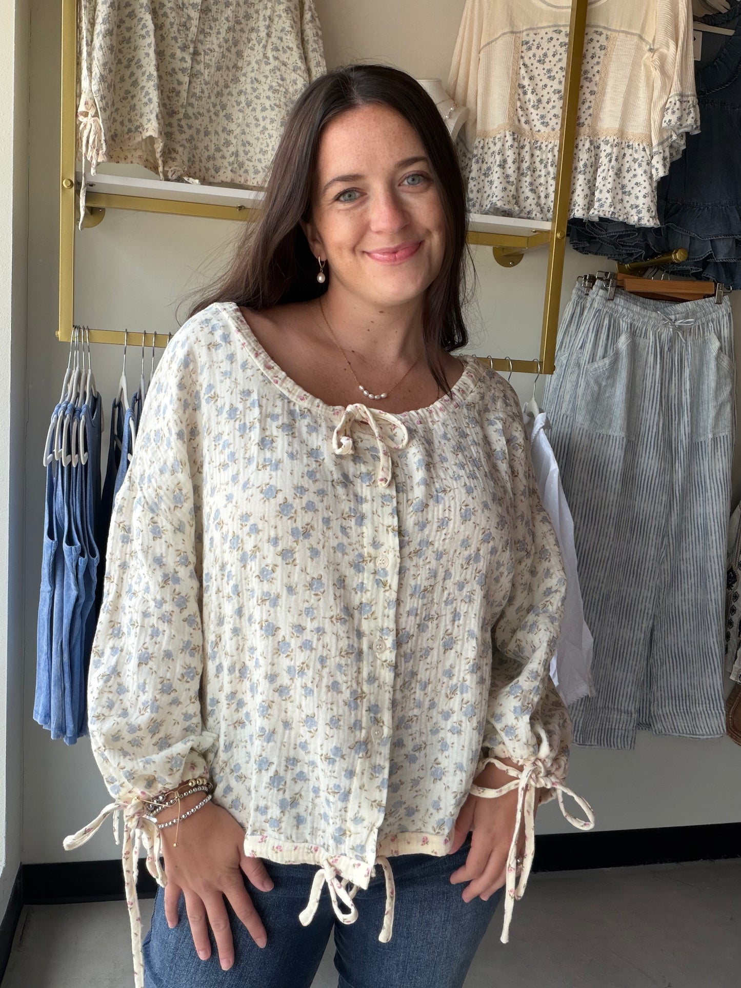 Vintage Floral Gauze Blouse